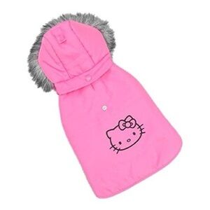 RARE HELLO KITTY Sanrio PINK Faux Fur Parka Dog Coat Jacket Wrap Fall Winter S